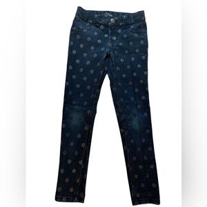 The Children's Place Blue Jeans with Silver Glitter Polka Dots.   Size 8(girls)